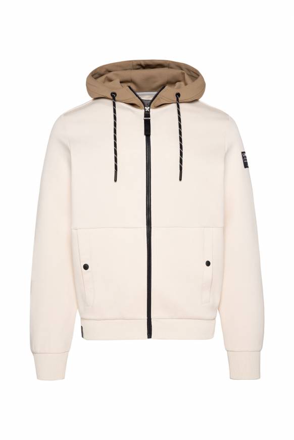 Soccx Sweatjacke aus Interlock mit Kapuze ecru Kostenloser Versand international