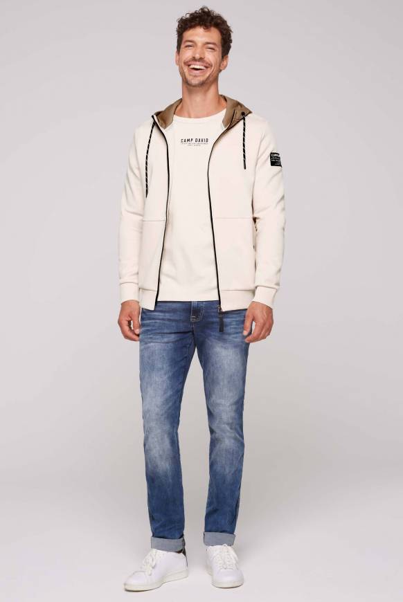 Soccx Sweatjacke aus Interlock mit Kapuze ecru Kostenloser Versand international