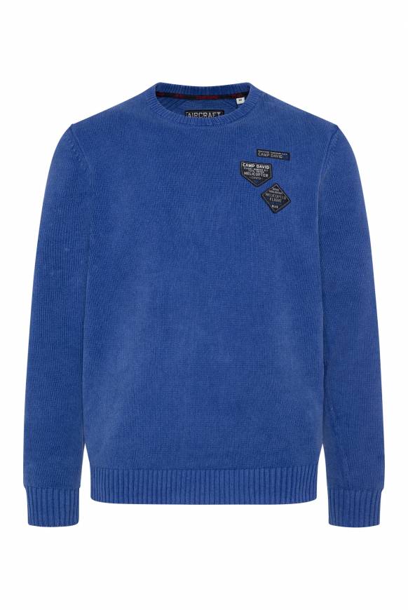 Soccx Chenille-Pullover Stone Washed mit Patches strong blue Speichern exportieren