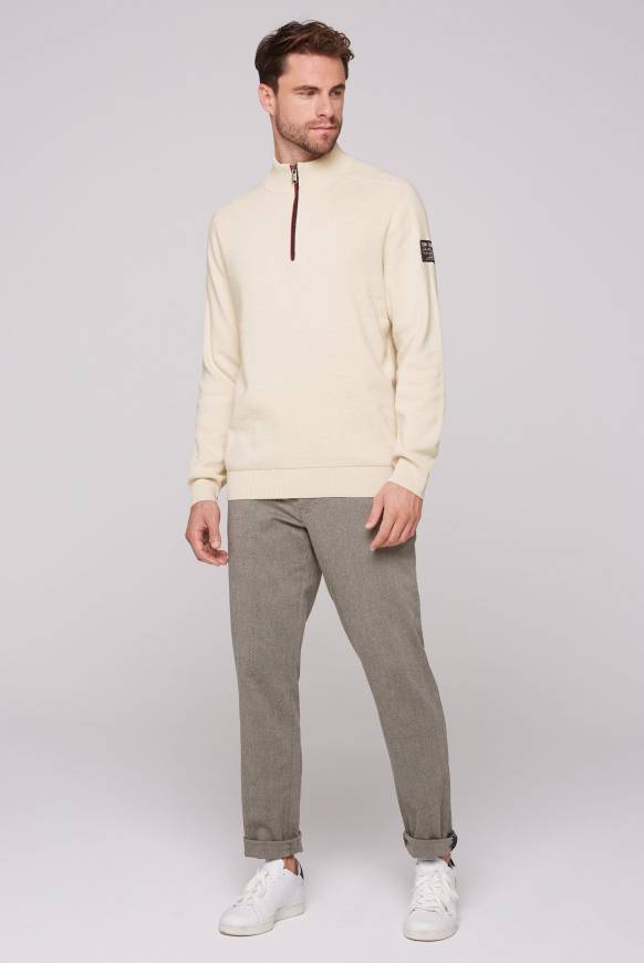 Soccx Troyer-Pullover mit Zipper-Detail ecru Im Verkauf