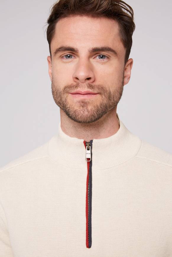 Soccx Troyer-Pullover mit Zipper-Detail ecru Im Verkauf