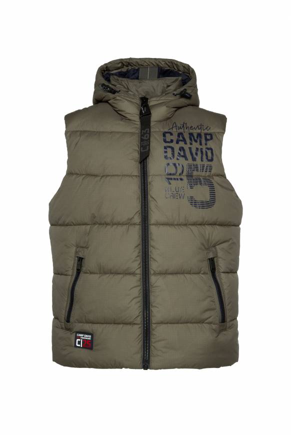 Soccx Steppweste mit Kapuze und Rücken-Print medium khaki Günstiger Verkauf