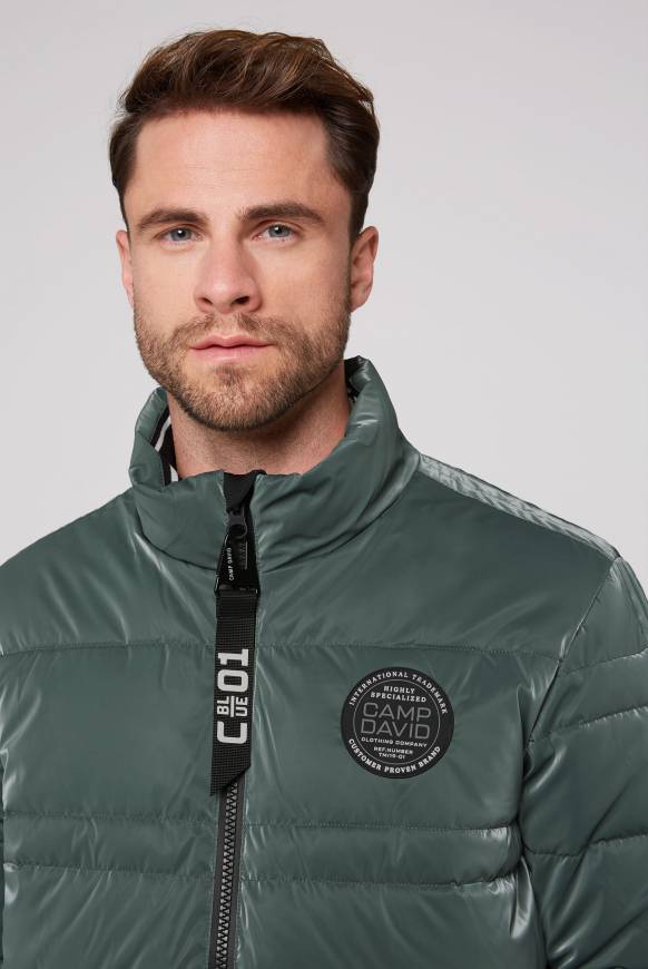 Soccx Steppjacke mit Coating und Zip-Anhänger khale green Kostenloser Versand
