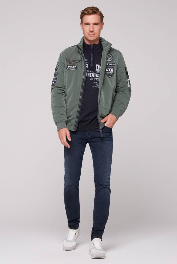 Soccx Wattierter Fliegerblouson mit Patches khale green Sonderangebot