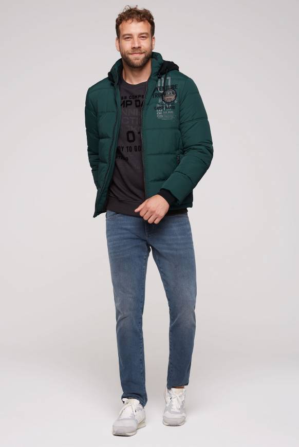 Soccx Strukturierte Steppjacke mit abtrennbarer Sweatkapuze deep green Begrenztes Angebot