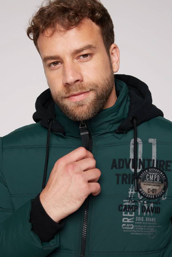 Soccx Strukturierte Steppjacke mit abtrennbarer Sweatkapuze deep green Begrenztes Angebot