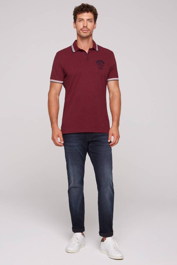 Soccx Meliertes Poloshirt mit Two-Tone-Details burgundy melange Black Friday