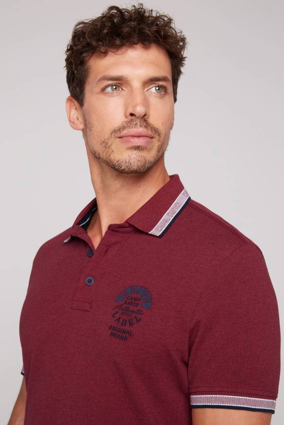 Soccx Meliertes Poloshirt mit Two-Tone-Details burgundy melange Black Friday