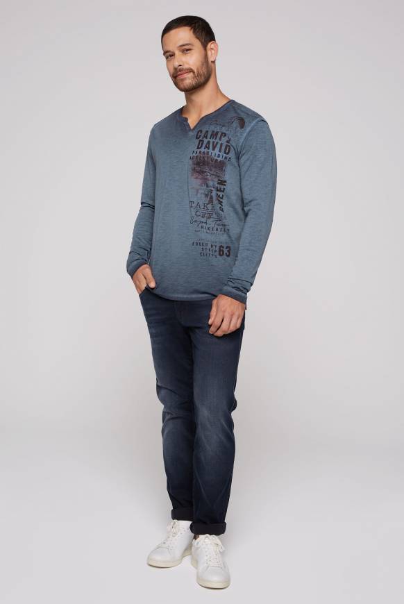 Soccx Langarmshirt mit Twill-Patches und Artworks blue navy Valentinstagsangebot