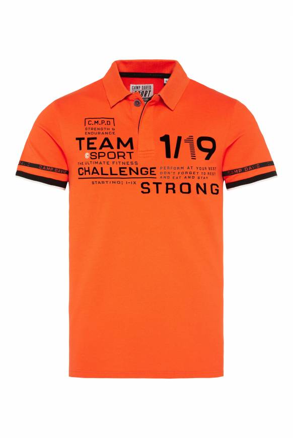 Soccx Pikee-Polo mit Flockprint signal orange Jubiläumsangebot
