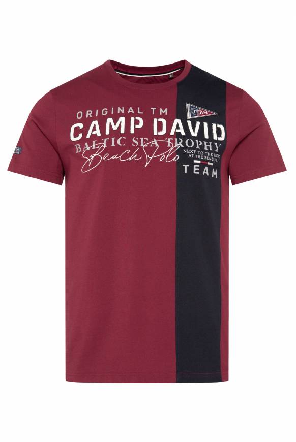 Soccx T-Shirt mit Color-Blocking und Artwork burgundy Heißer Verkauf