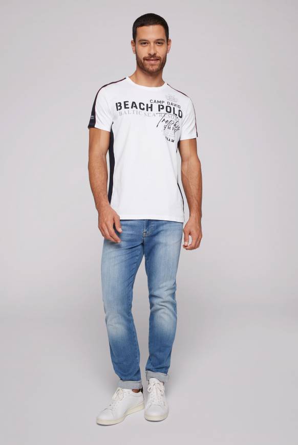 Soccx T-Shirt mit Color-Blocking und Artwork opticwhite Neueste Mode