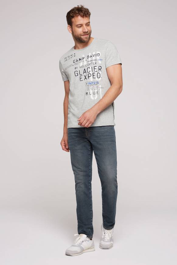 Soccx T-Shirt mit Print im Used Look granite melange Online Outlet