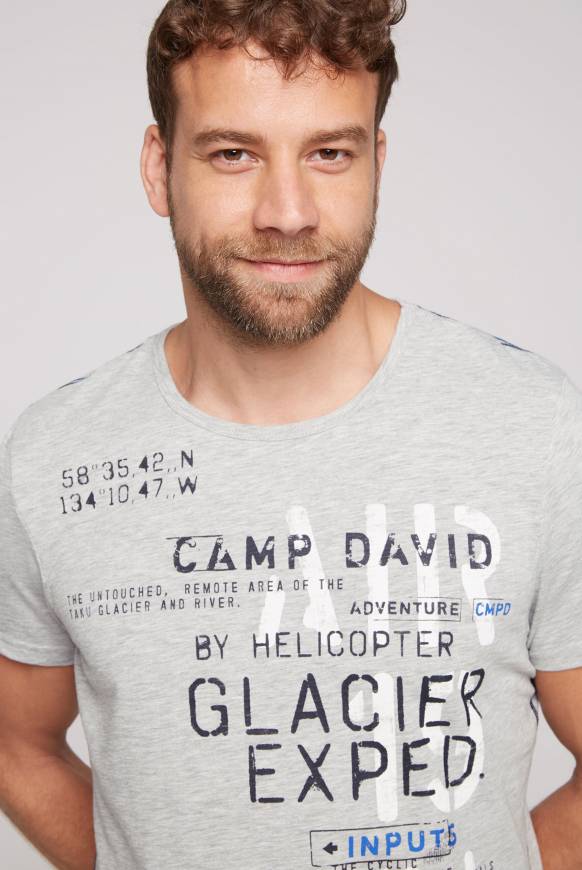 Soccx T-Shirt mit Print im Used Look granite melange Online Outlet