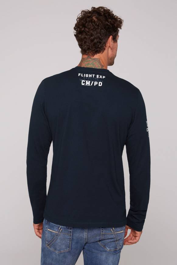 Soccx Langarmshirt mit Label-Applikationen blue navy Große Rabatte