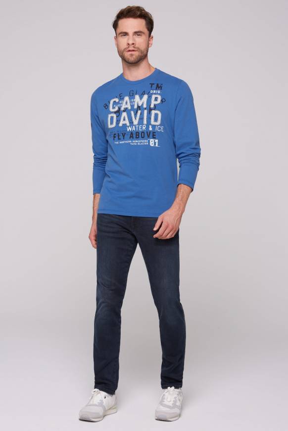 Soccx Langarmshirt mit Label-Applikationen strong blue Neuheiten