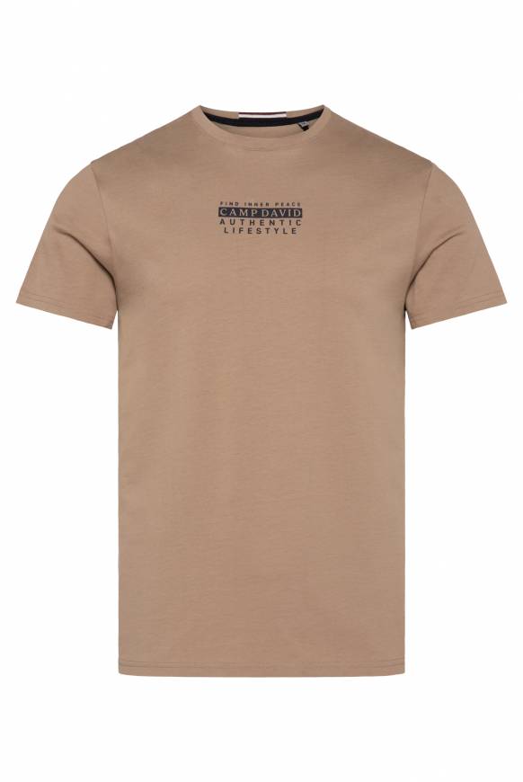 Soccx T-Shirt Rundhals mit Logo Print tan Räumungsverkauf