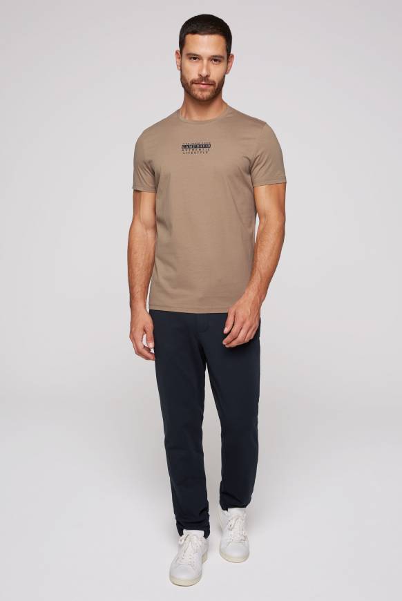 Soccx T-Shirt Rundhals mit Logo Print tan Räumungsverkauf