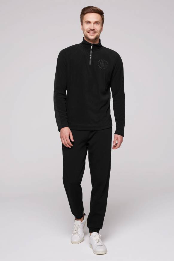 Soccx Troyer-Fleeceshirt mit Tapes und Prägedrucken black Wochenangebot