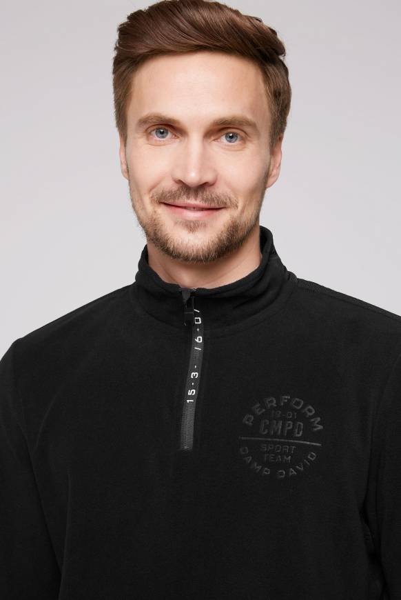 Soccx Troyer-Fleeceshirt mit Tapes und Prägedrucken black Wochenangebot