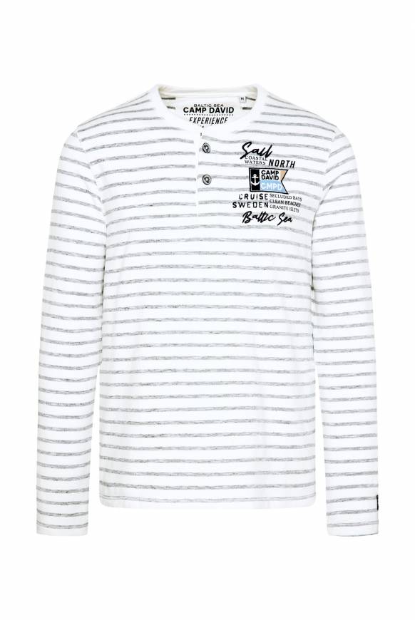 Soccx Gestreiftes Henley-Shirt mit Artwork opticwhite Kostenlose Rückgabe