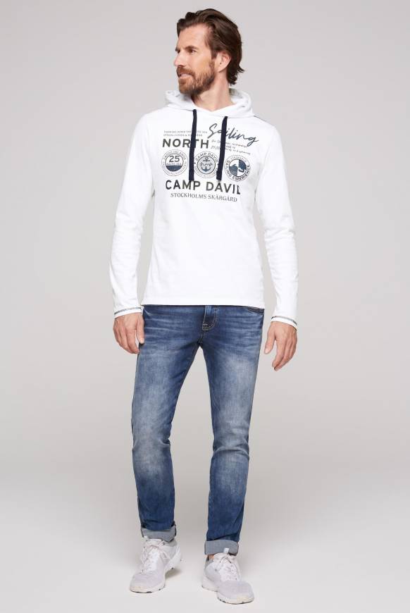 Soccx Langarmshirt mit Kapuze und Print opticwhite Letzte 3 Tage
