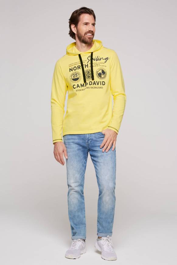 Soccx Langarmshirt mit Kapuze und Print light lime JETZT KAUFEN