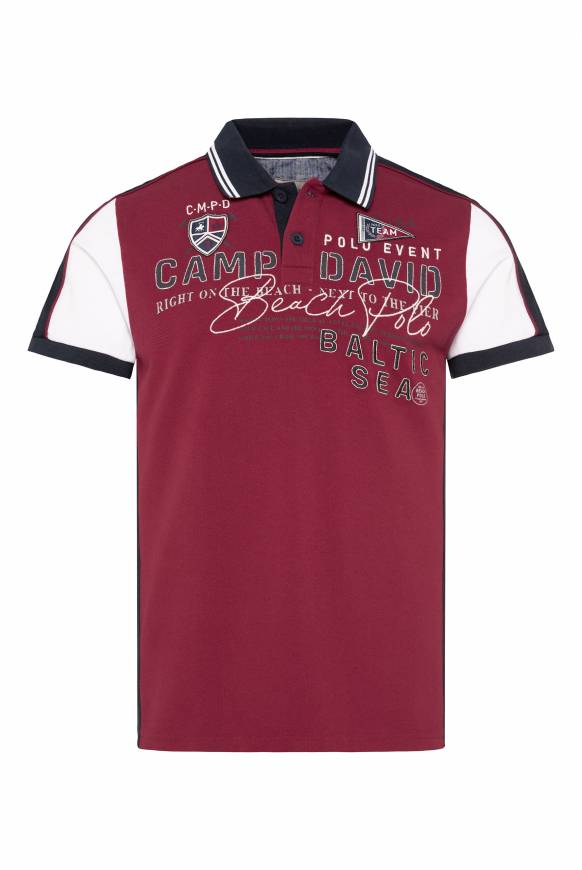 Soccx Pikee-Polo mit Color-Blocking und Artwork burgundy Neueste Stile
