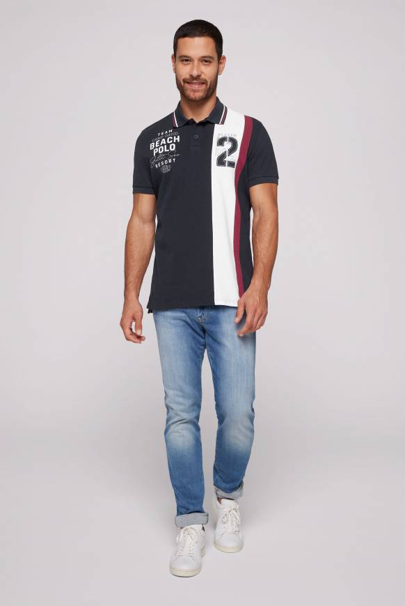 Soccx Pikee-Polo mit Color-Blocking und Artwork blue navy Letzte 2 Tage