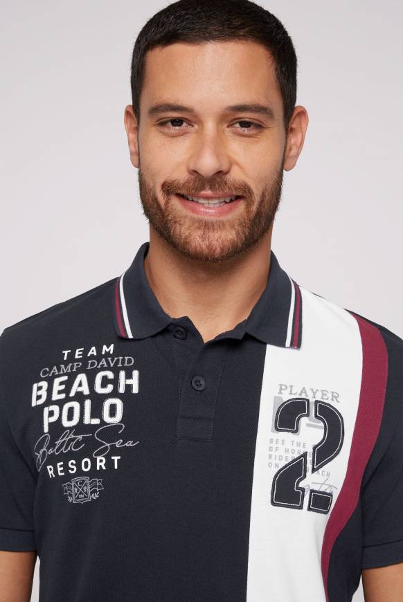 Soccx Pikee-Polo mit Color-Blocking und Artwork blue navy Letzte 2 Tage