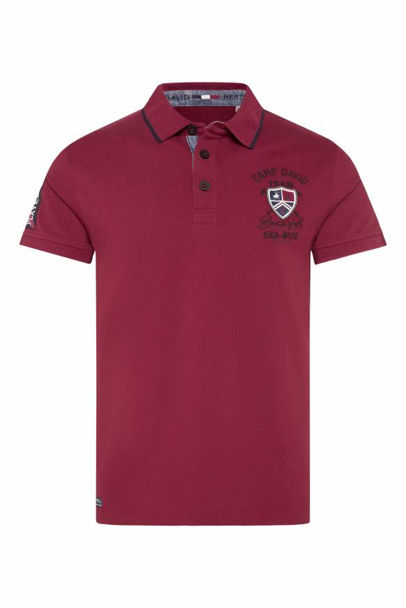 Soccx Pikee-Polo mit Label Patches und Stickereien burgundy Zeitbegrenzte Promotion