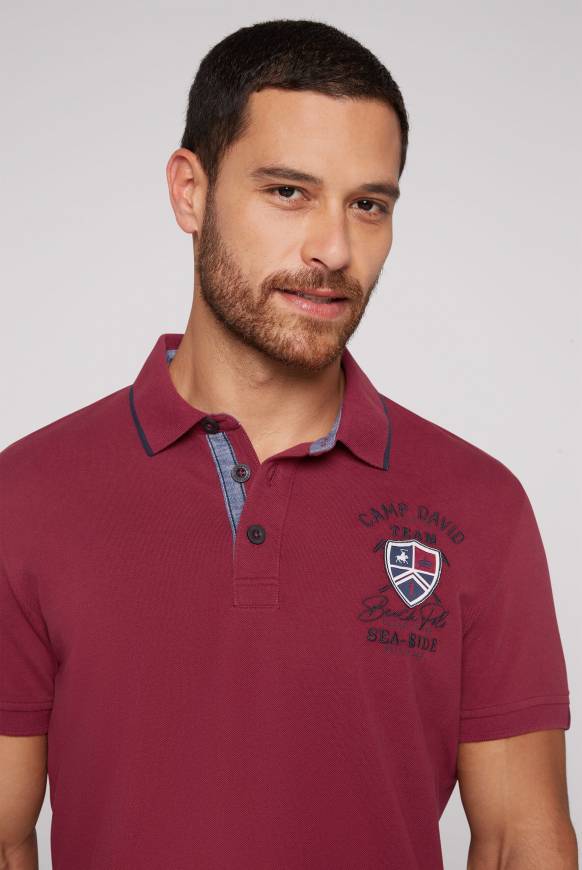 Soccx Pikee-Polo mit Label Patches und Stickereien burgundy Zeitbegrenzte Promotion