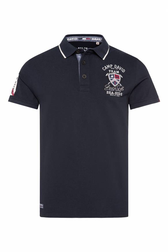 Soccx Pikee-Polo mit Label Patches und Stickereien blue navy Bis zu 50% Rabatt