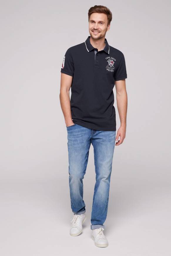 Soccx Pikee-Polo mit Label Patches und Stickereien blue navy Bis zu 50% Rabatt
