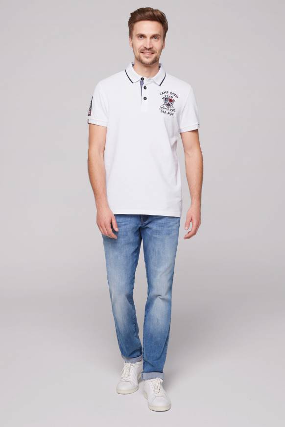Soccx Pikee-Polo mit Label Patches und Stickereien opticwhite Bis zu 60% Rabatt