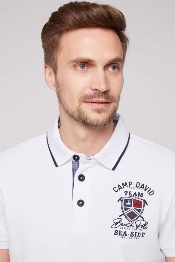 Soccx Pikee-Polo mit Label Patches und Stickereien opticwhite Bis zu 60% Rabatt