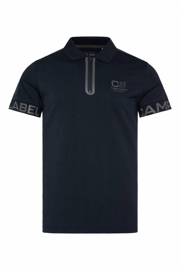 Soccx Kurzarmpolo mit Folienprints blue navy Bis zu 65% Rabatt