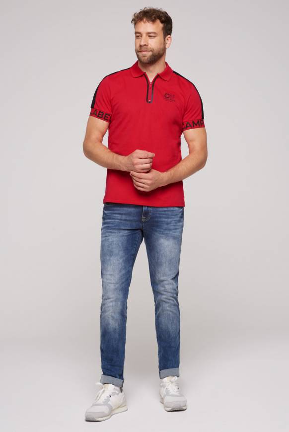Soccx Kurzarmpolo mit Folienprints flight red Sonderangebot der Fabrik