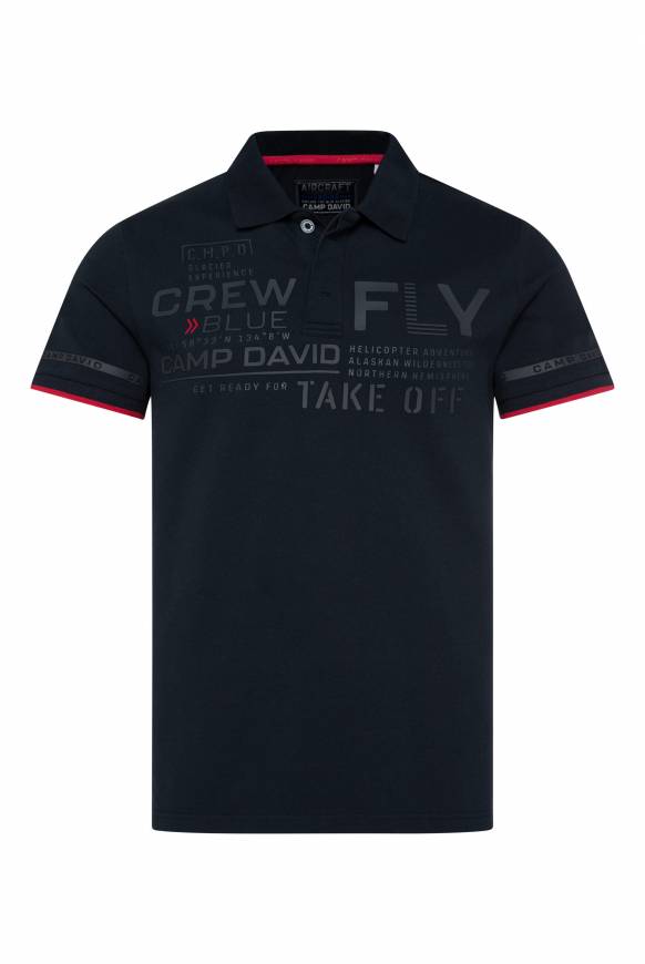 Soccx Pikee-Polo mit tonigem Rubber Artwork blue navy Vierteljährliche Förderung
