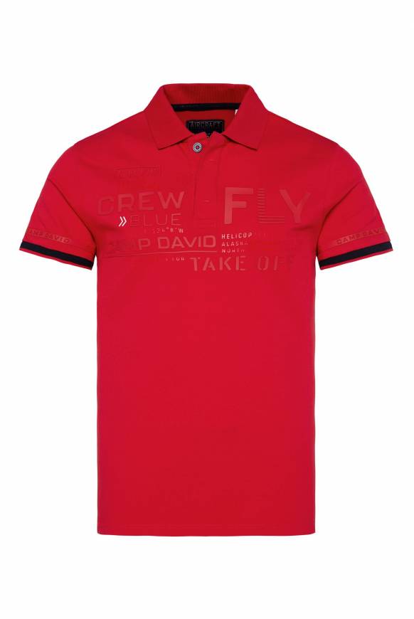 Soccx Pikee-Polo mit tonigem Rubber Artwork flight red Discount Store für neue Produkte