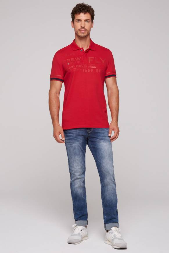Soccx Pikee-Polo mit tonigem Rubber Artwork flight red Discount Store für neue Produkte