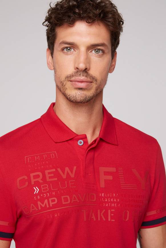 Soccx Pikee-Polo mit tonigem Rubber Artwork flight red Discount Store für neue Produkte