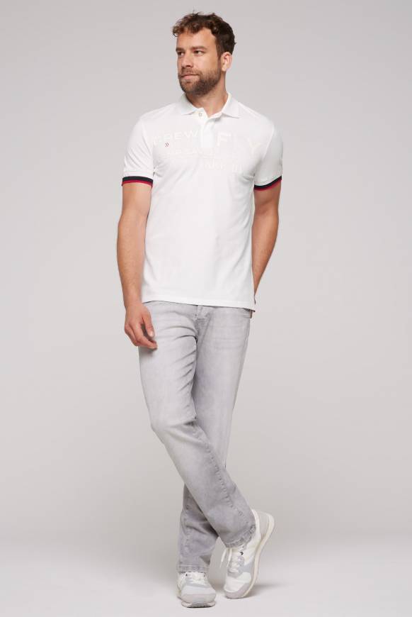 Soccx Pikee-Polo mit tonigem Rubber Artwork white Nur noch ein Tag übrig