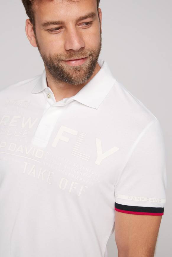 Soccx Pikee-Polo mit tonigem Rubber Artwork white Nur noch ein Tag übrig