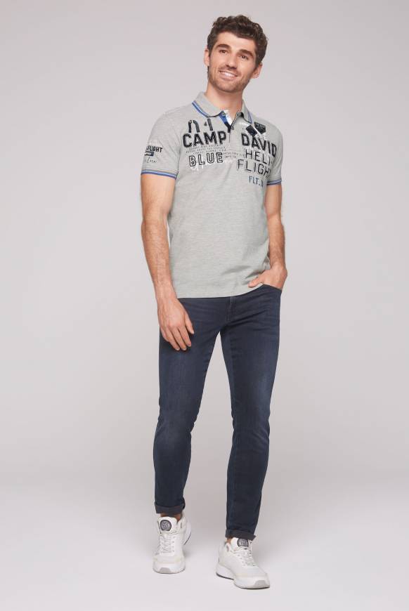 Soccx Pikee-Polo mit Label-Applikationen granite melange Super Rabatt