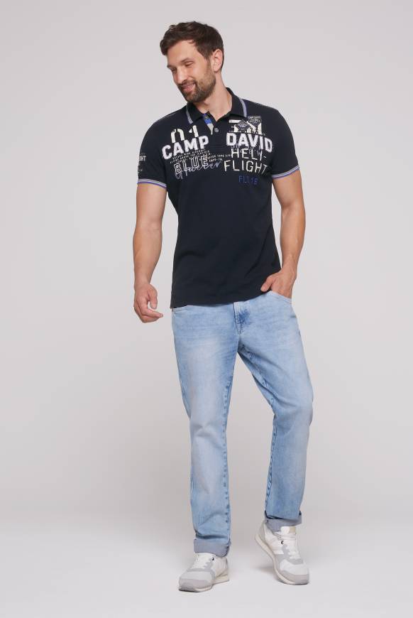 Soccx Pikee-Polo mit Label-Applikationen blue navy Riesige Rabatte