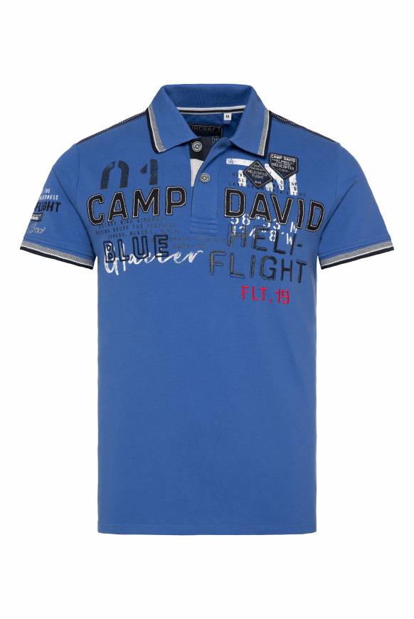 Soccx Pikee-Polo mit Label-Applikationen strong blue 50% Rabatt mit kostenlosem Versand