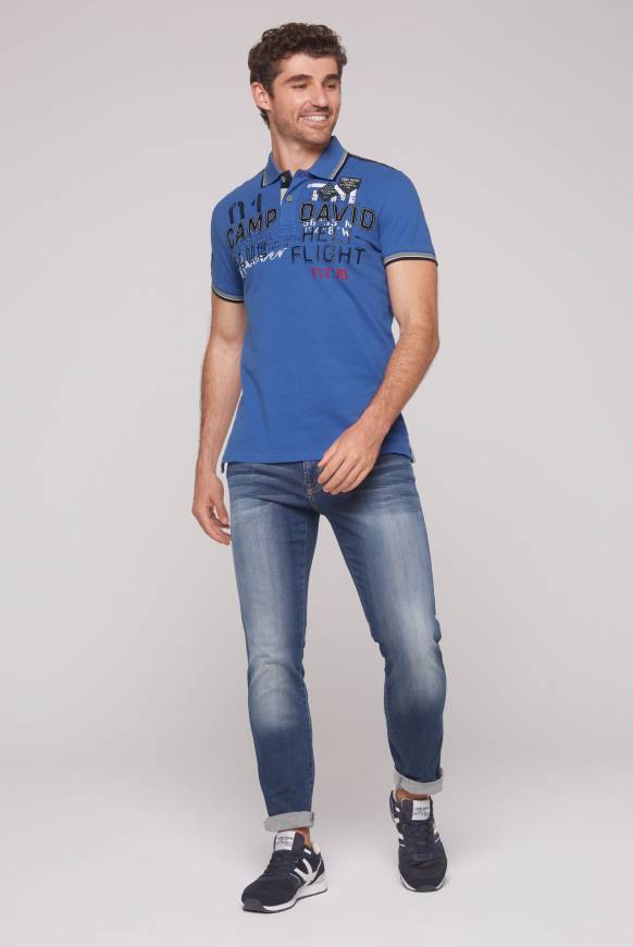 Soccx Pikee-Polo mit Label-Applikationen strong blue 50% Rabatt mit kostenlosem Versand