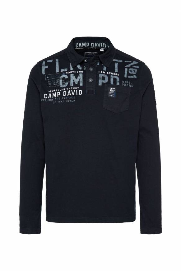 Soccx Longsleeve mit Polokragen und Artworks blue navy Clearance-Verkauf