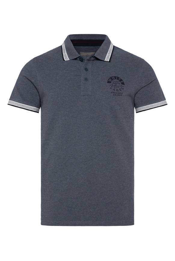 Soccx Meliertes Poloshirt mit Two-Tone-Details blue navy melange Begrenzt auf 3 Tage